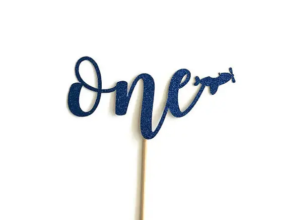 Один блестящий Топпер для торта | Синий блеск Персонализированный Первый день