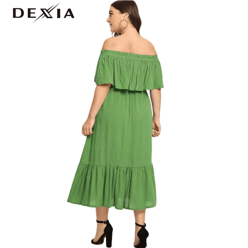 DEXIA лето плюс размеры 3XL 4XL 5XL для женщин большой платье повседневное однотонные