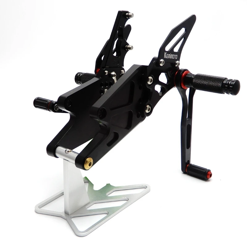 Black KEMiMOTO MT 03 MT 25 MT03 MT25 CNC регулируемый задний Набор Rearsets Подножка для Yamaha YZF R25 R3 MT-03 MT-25 - Цвет: Black