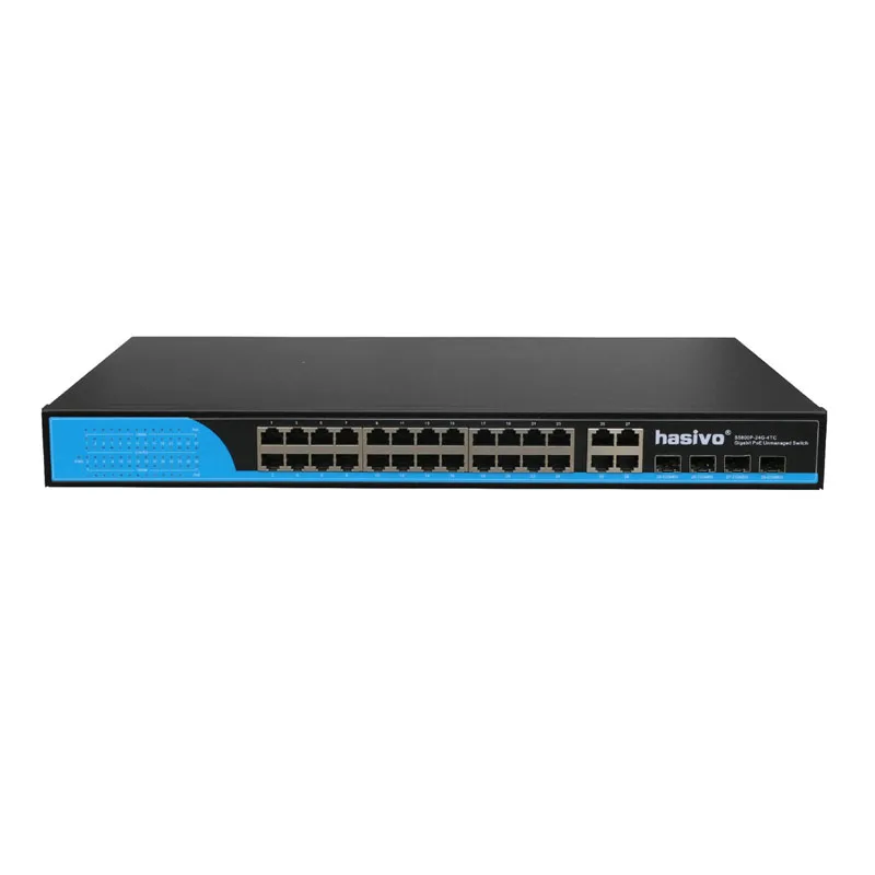 Коммутатор POE с 24 портами и 4 гигабитными SFP COMBO PoE оптоволоконные порты Gigbit Ethernet