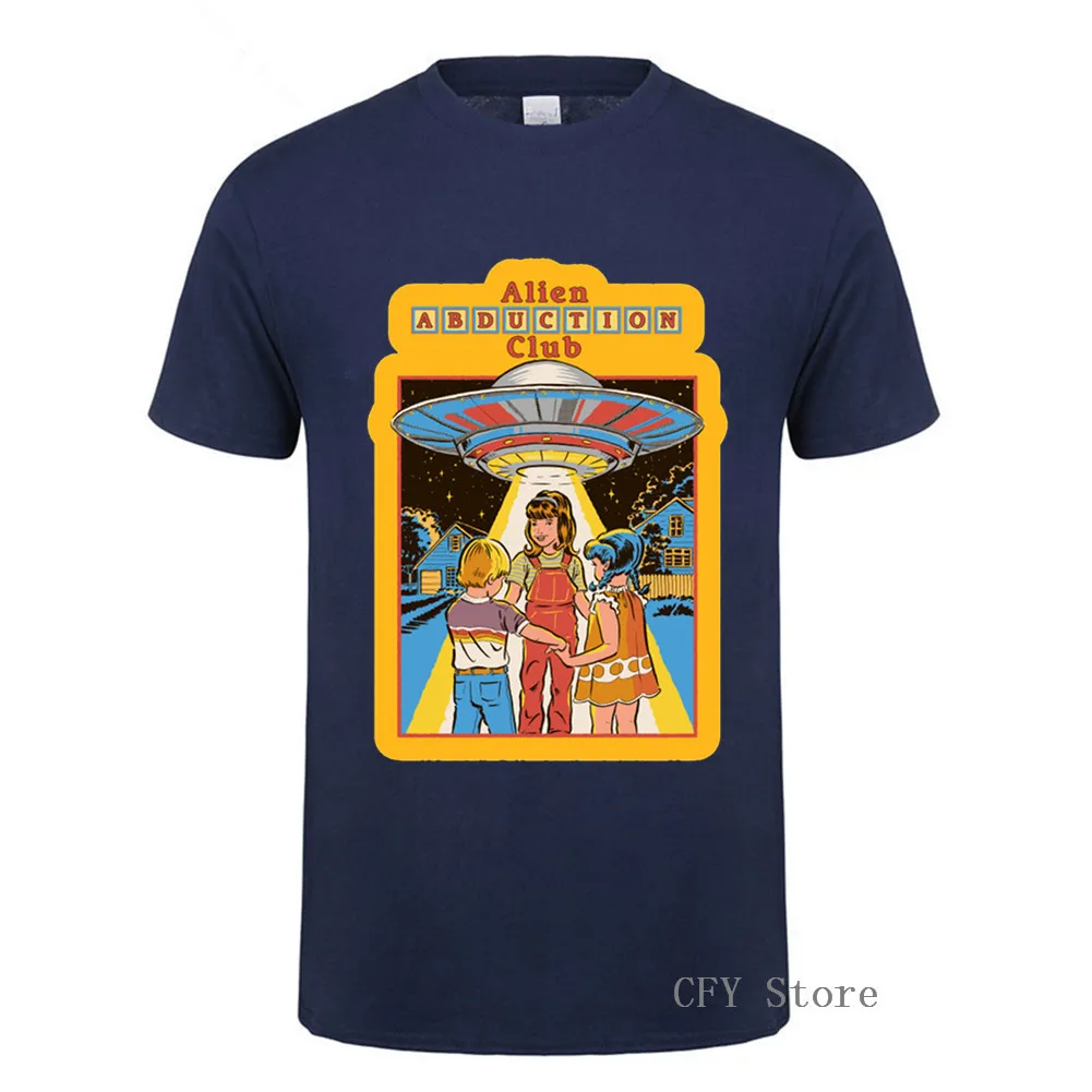 100% Cotton Alien Abduction Club UFO men shirt 2019 Summer High Quality Fashion short sleeve T-shirt | Мужская одежда