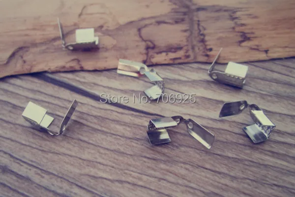 

100 pcs/lot White K Fold Over Crimp Head Clasps 5mm