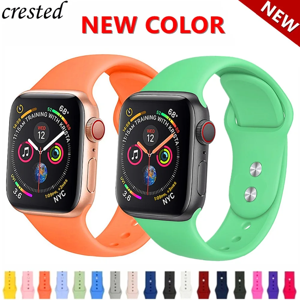 Ремешок для Apple Watch band 44 мм 40 iWatch 42 38 силиконовый браслет ремешок часов watch 4 3 2 1