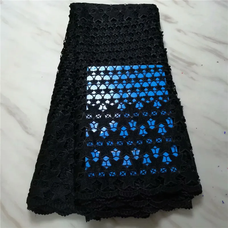 Оранжевое кружевное гипюровое полотно 2019 с узором в виде звезд нигерийская