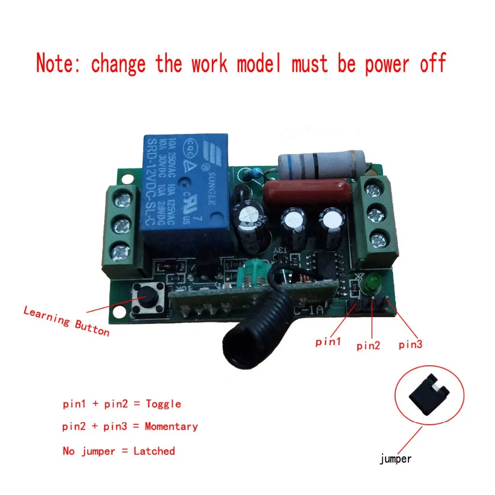 AC220V 1CH 10A Remote Control Light Switch Relay Output Radio Receiver Module and Waterproof Transmitter SKU:5011 | Обустройство дома