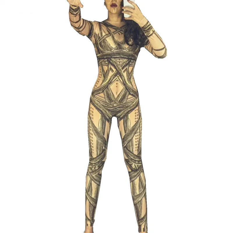 Сексуальный Обнаженный комбинезон с 3D рисунком сексуальная одежда для ночного