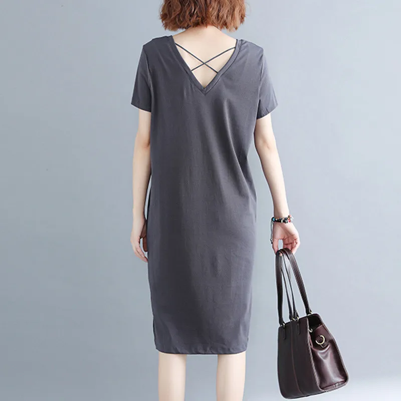 2019 плюс Размеры Для женщин летнее платье футболка женские с короткими рукавами