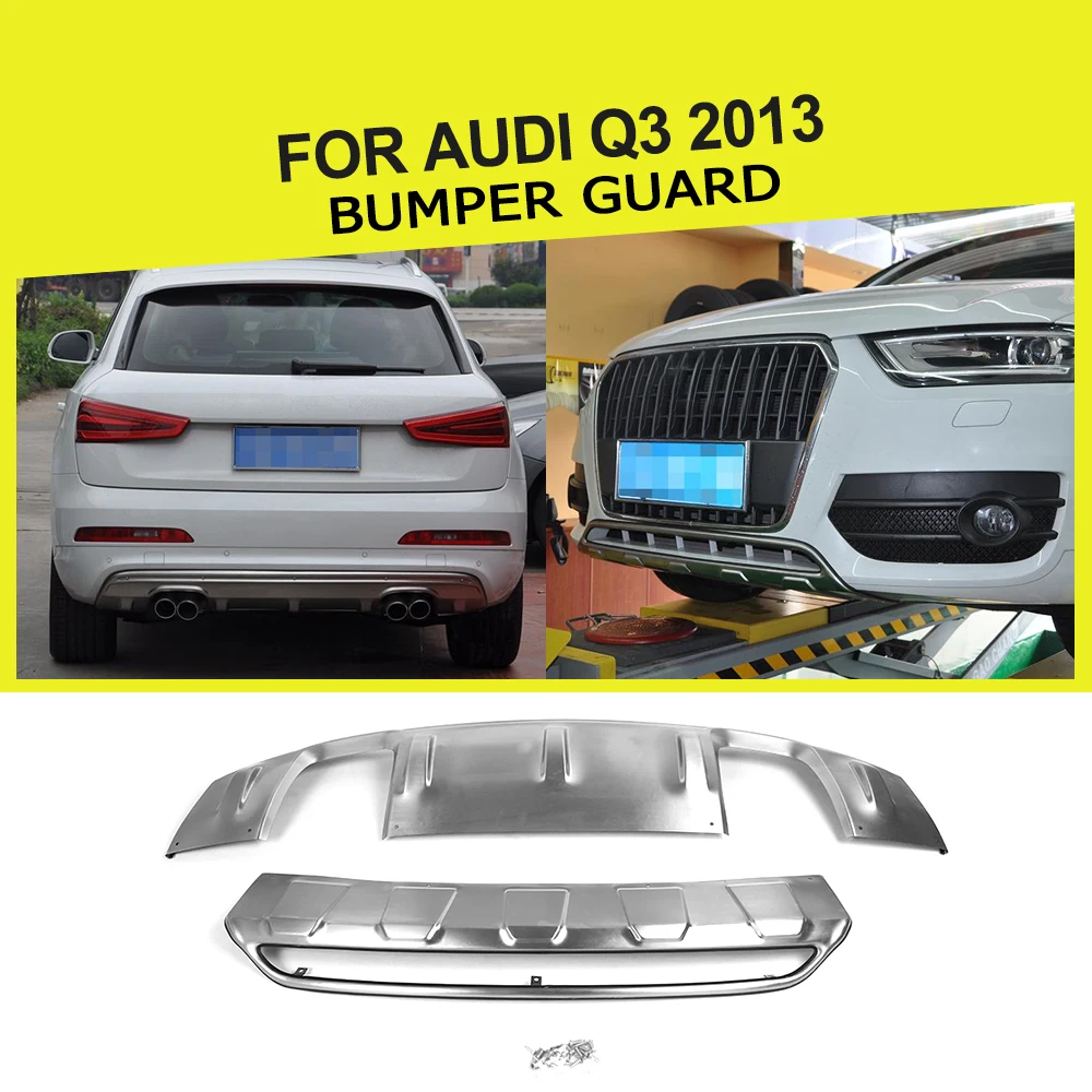 

Stainless Steel Front Bumper Guard Lip and Rear Bumper Guad Diffuser for Audi Q3 2013