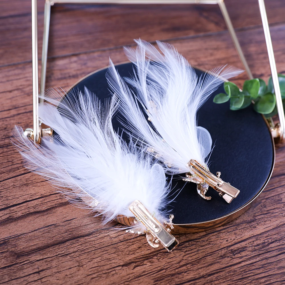 2 шт. искусственные заколки перья для волос золотого цвета дизайнерские