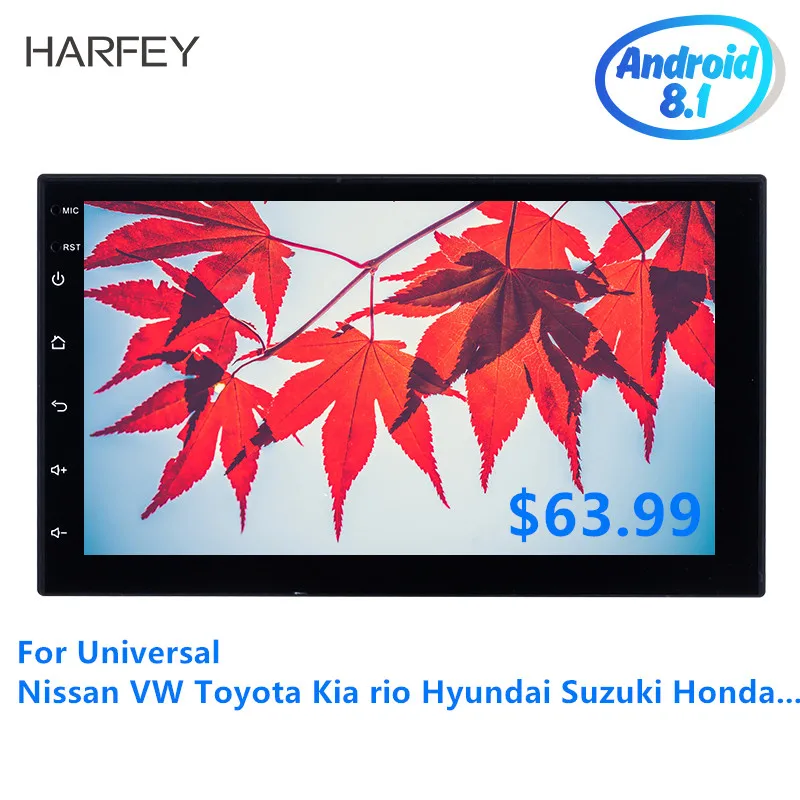 Универсальный Android 9 1 2Din RAM1GB + ROM16GB для NISSAN TOYOTA VW Hyundai Suzuki Honda автомобильный