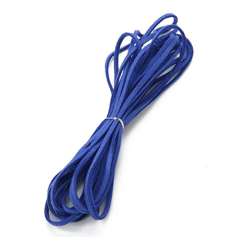 royal blue 5 метров 3 мм ширина плоский искусственный замшевый кожаный шнур разноцветные корейские Бархатные кожаные веревки для DIY кожаный шнур ювелирные изделия Mkaing - Цвет: royal blue