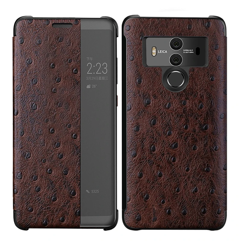 Оригинальный чехол XOOMZ из натуральной кожи страуса для Huawei Mate 10/ Pro Smart Auto Flip Cover