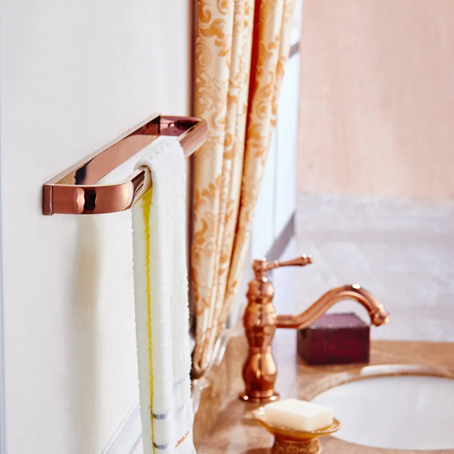 

AUSWIND American 24 inch Wall Mounted Polished Copper Bathroom Towel Bar Single Towel Rack Rose gold Polished M8501