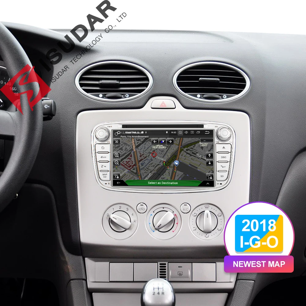 Isudar Автомобильный мультимедийный плеер Android 9 gps автомобильный dvd-плеер с двумя цифровыми входами для FORD/Focus/S-MAX/Mondeo/C-MAX/Galaxy wifi Автомобильный компактное минирадио DVR