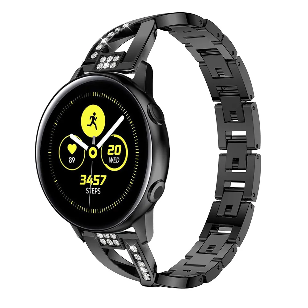 Женский ремень из нержавеющей стали для Samsung Galaxy Watch 3 Band 41 мм 45 Active 2 1 40 44 Алмазный