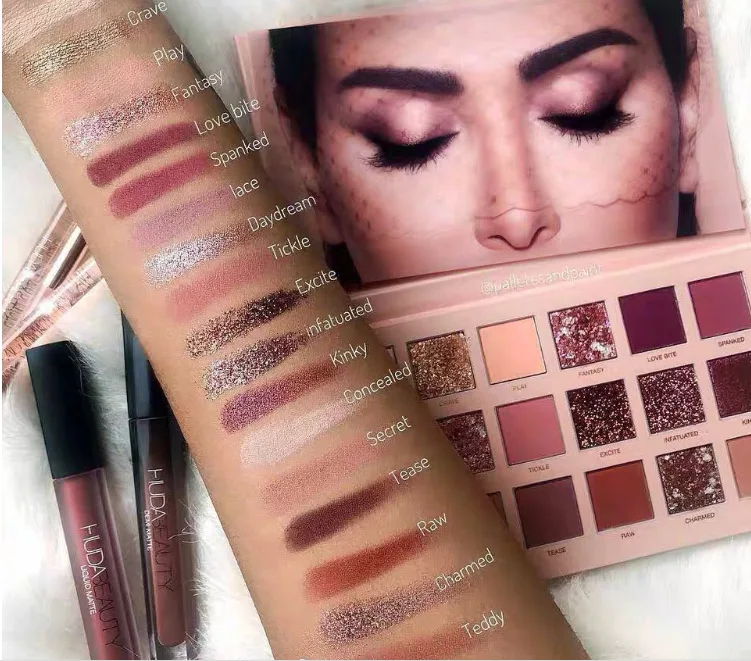 BRAND HUDA Новинка 18 цветов Палитра теней для век розовое золото текстурированная Обнаженная теплая тени для век Матовая Мерцающая палитра для макияжа - Цвет: BRAND HUDA