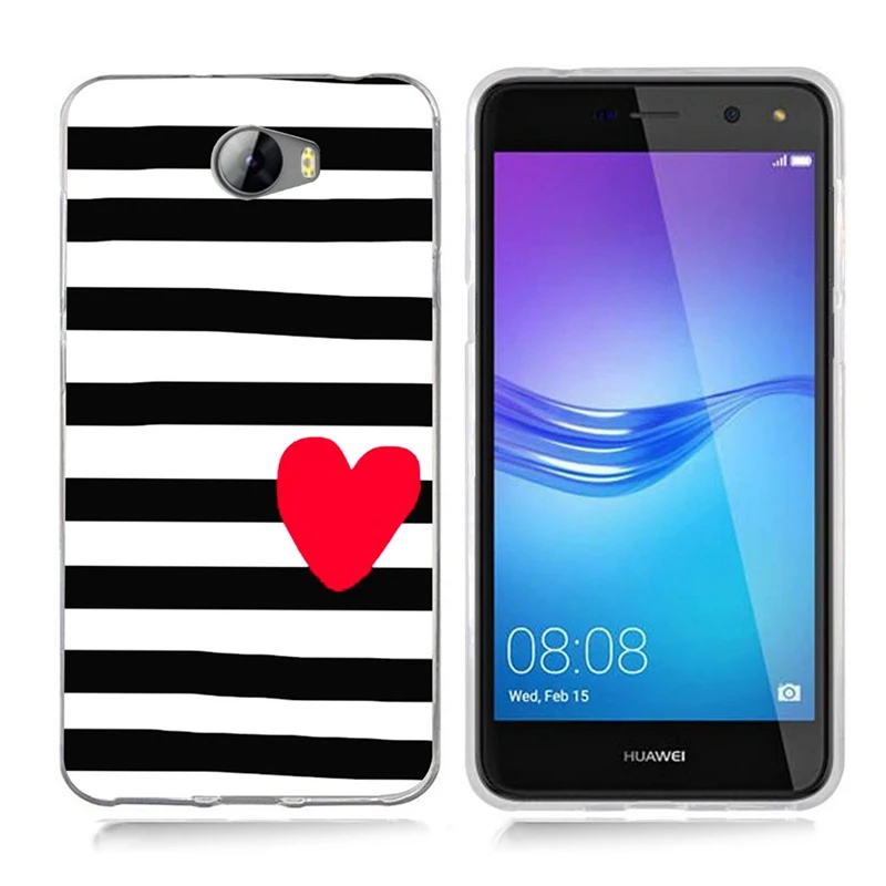 Чехол для Huawei Y5 ii Y5ii Cover/5A LYO-L21/Y6 II Compact TPU Coloful Soft Flora pink Heart Painted Design Case Fundas B082 |