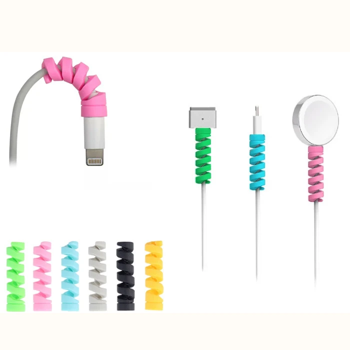 50 шт./лот Spiral шнур держатель устройство для сматывания шнура питания USB кабель