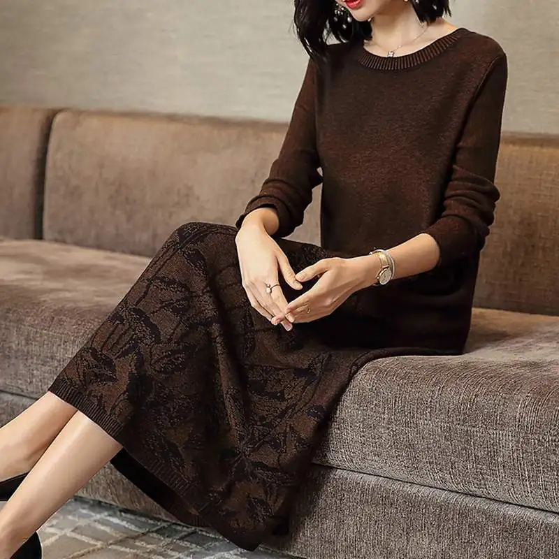 Кашемировое женское платье-свитер Осень-зима 2020 новые свободные женские платья