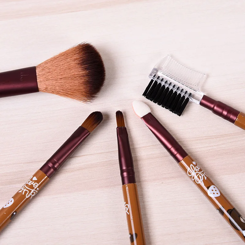 5 шт. мультяшная Косметическая кисть Желтый Розовый Коричневый порошок основа