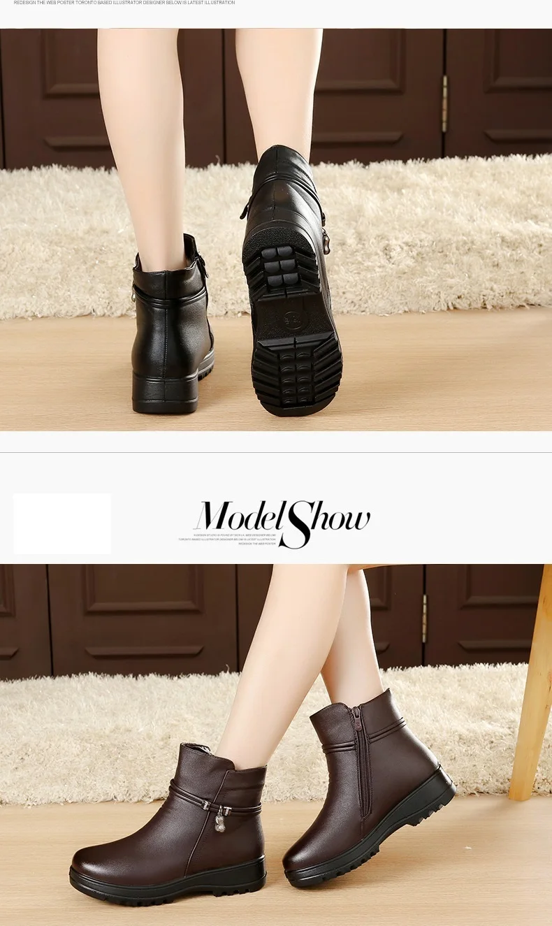 ZZPOHE/ модная зимняя обувь; женские ботильоны из натуральной кожи на плоской подошве; повседневные удобные теплые женские зимние ботинки;