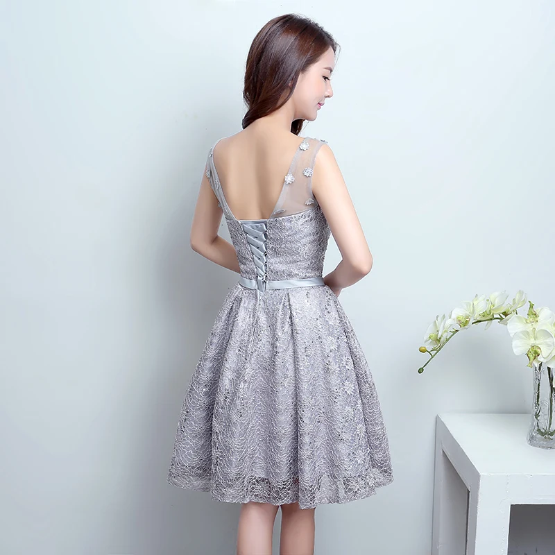 QQC LF829 # серебристо серый костюм для невесты Новинка Весна 2019 короткое платье на