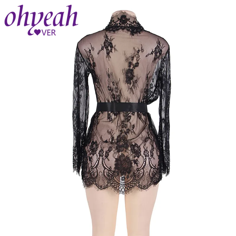 Ohyeahlover, женская одежда для сна, халат, сексуальное нижнее белье, платье, кружевной халат, ресницы, ночные рубашки, Короткие халаты, RM80528