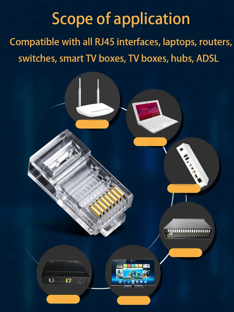 10 шт. CAT6 RJ45 Разъем модульный разъем для компьютера UTP Ethernet кабель позолоченный