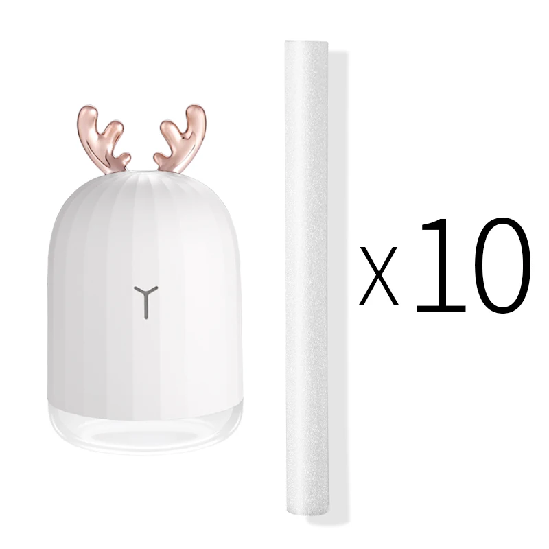 White and 10 filter Восхитительный увлажнитель с оленем, usb, довольно портативный диффузор эфирных масел, Мини Арома-распылитель для дома, ребенка, преганта, Женская идея подарка - Цвет: White and 10 filter