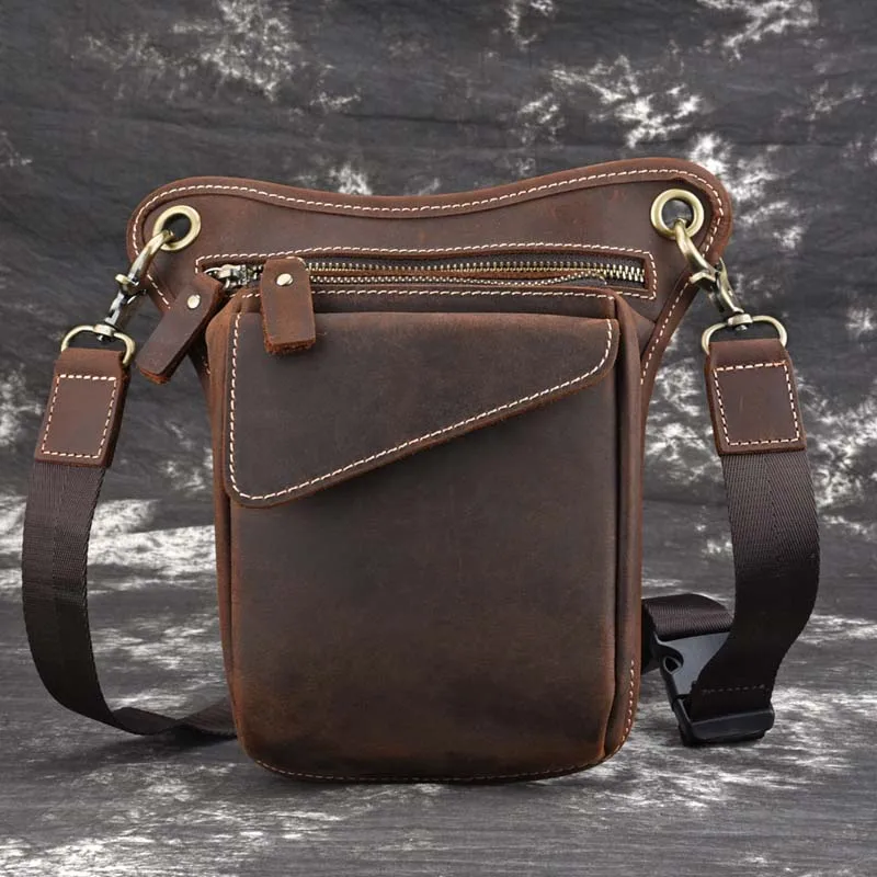 Crasy Horse кожаная мужская поясная сумка винтажная натуральная кожа Мужская