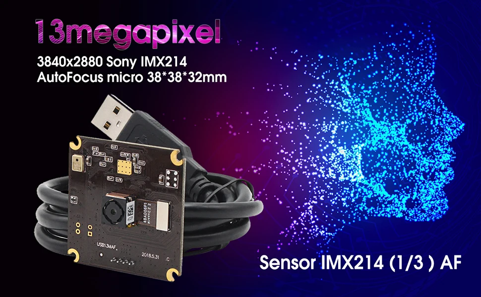 ELP 13MP USB веб-камера, MJPEG 10fps 3840x2880, веб-камера без искажений, автофокус, промышленный USB модуль камеры для компьютера, ПК, ноутбука