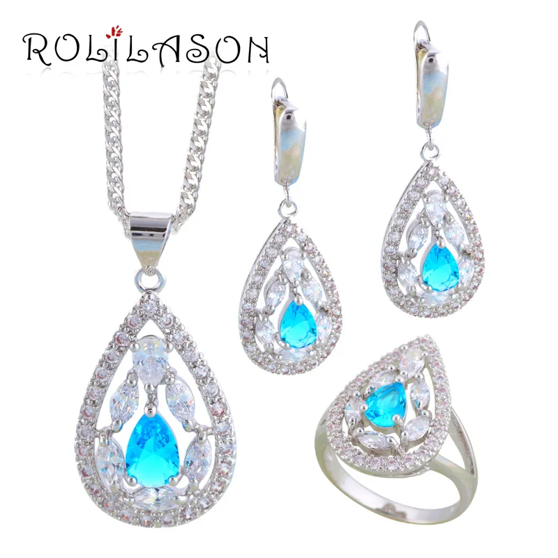 Комплект женских ювелирных изделий ROLILASON вечерние серьги ожерелье подвеска