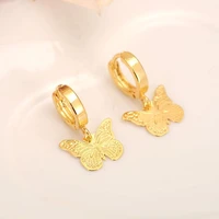 brand 14 k solid fine yellow gold finish luxury butterfly charm earring fashion gold women girl jewelry gift pretty