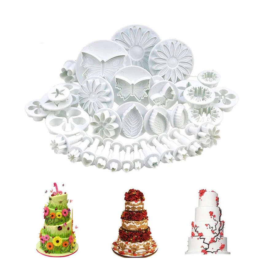 Цветок 33 шт./компл. Fondant (сахарная) печенье нож для разрезания торта эжектор штамп