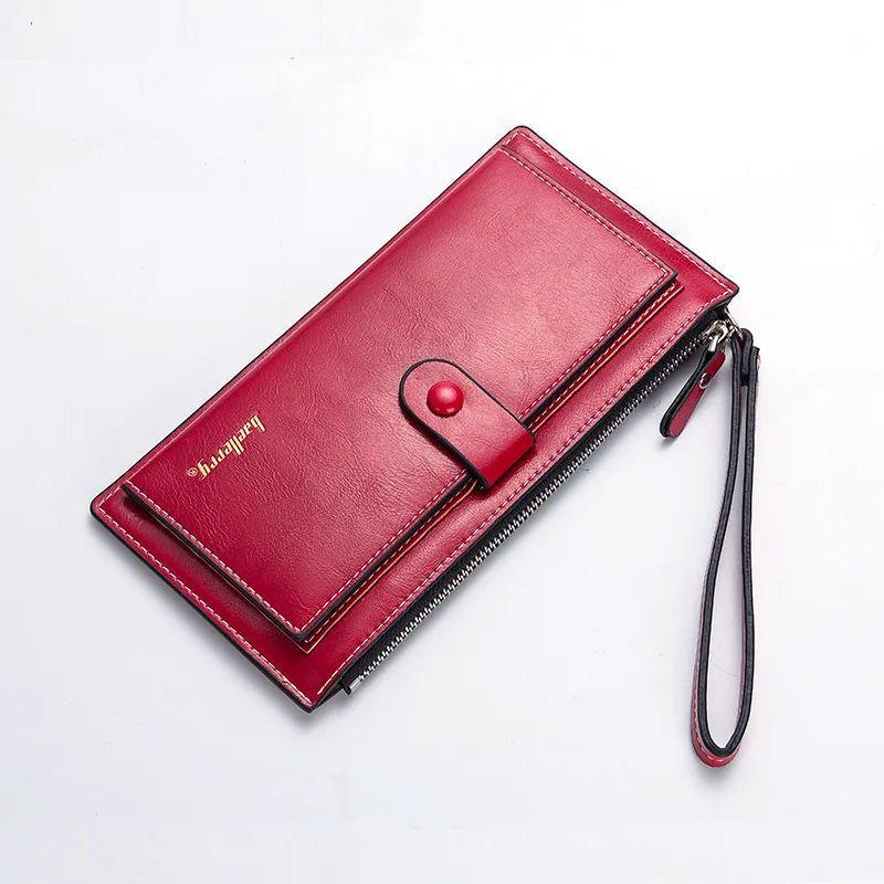 Baellerry Brand Women Long PU Leather Wallet Dollar Price Carteira Clutch Coin Purse Female Wristlet Hand Bag Card Holder - Цвет: Dark red