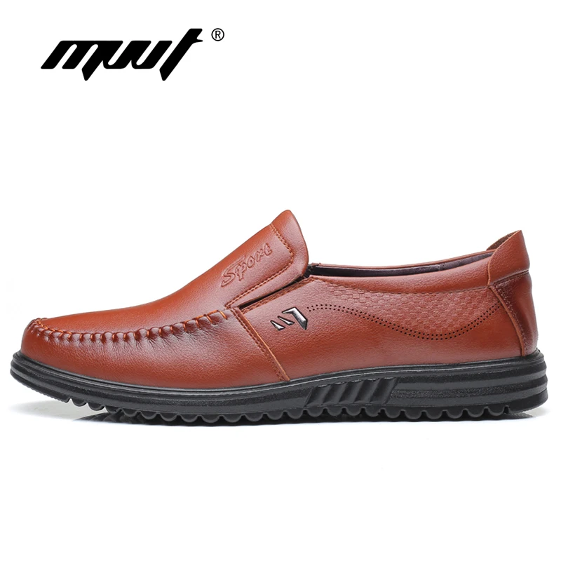 MVVT/Удобная мужская обувь из спилка качественные повседневные мужские лоферы без