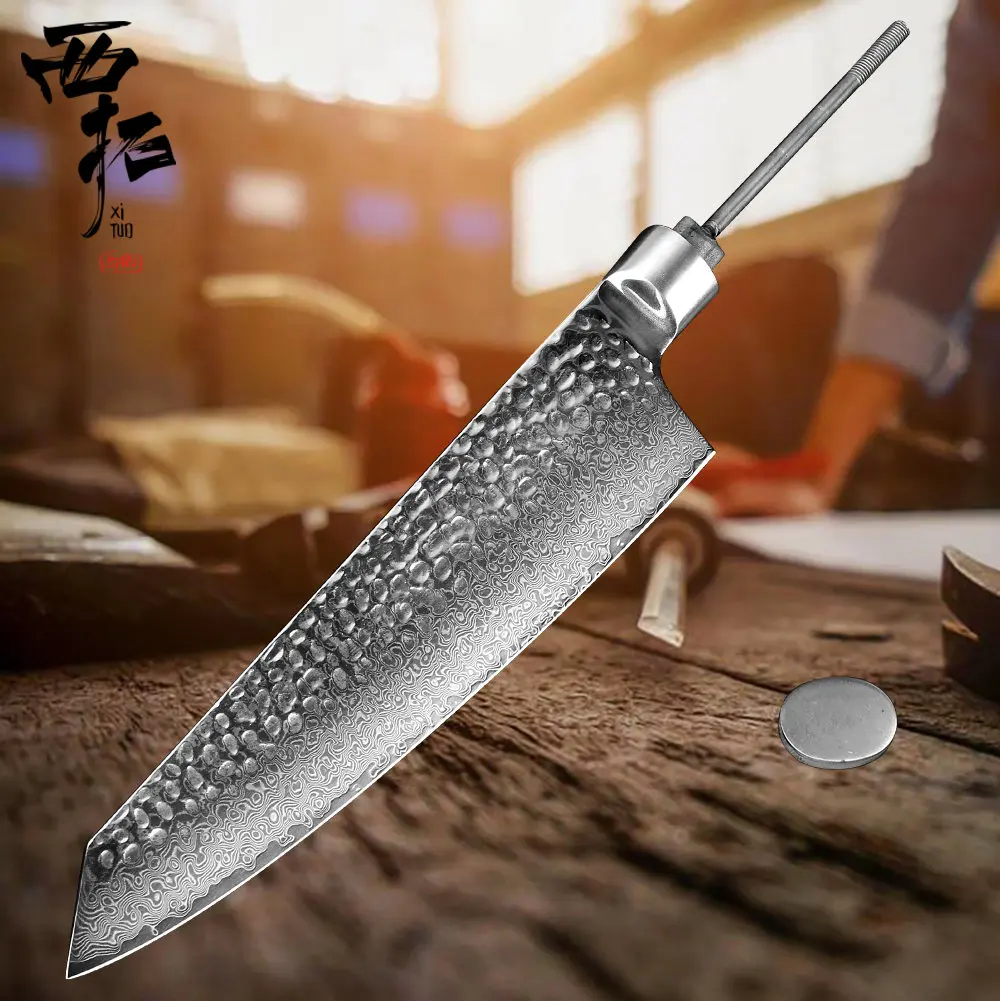8inch chef knifeA XTUO Дамасская сталь шеф-повара нож кованые антипригарные обвалки фрукты резки мяса хлеб острый пустой ремесленник ручка ручной работы полуфабрикат - Цвет: 8inch chef knifeA