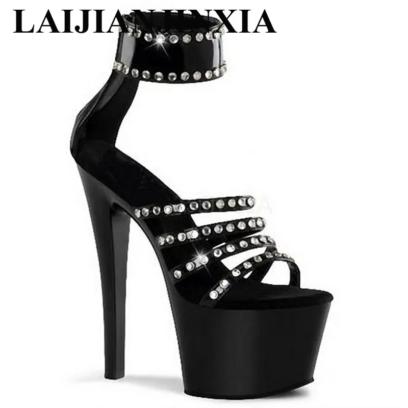 LAIJIANJINXIA Women Shoes Crystal Shinning high Heels temptation appeal 17cm high-heeled Night Club Shoes Dance Shoes