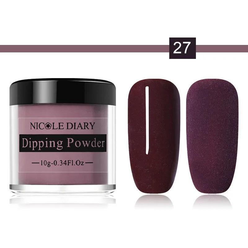 Color 27 NICOLE DAIRY погружение Dip порошок для ногтей 10 мл блеск без лампы лечение натуральный сухой Dip хром система жидкость для маникюра погружение - Цвет: Color 27