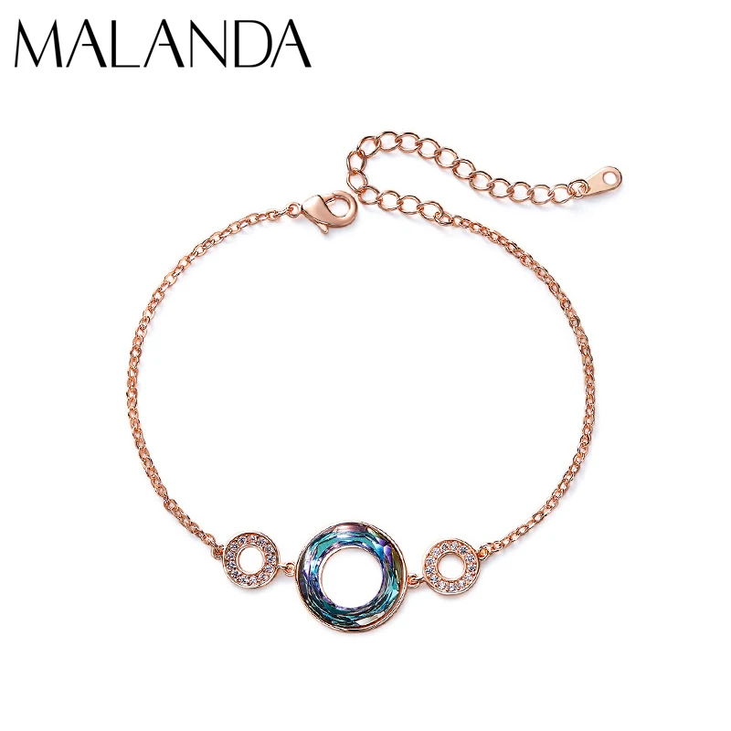 Благородные круглые браслеты Malanda с кристаллами Сваровски для женщин новый