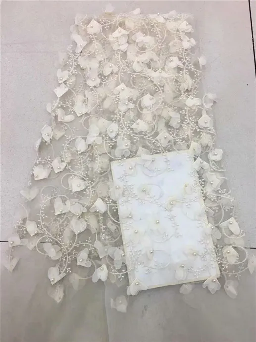 2018 новейшая французская 3D Цветочная бежевая африканская кружевная ткань