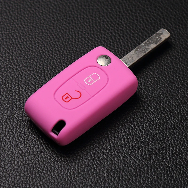 Горячая Распродажа силиконовая сумка с 2 кнопками для Peugeot 206 207 307 308 407 Citroen C2 C3 C4 C4L