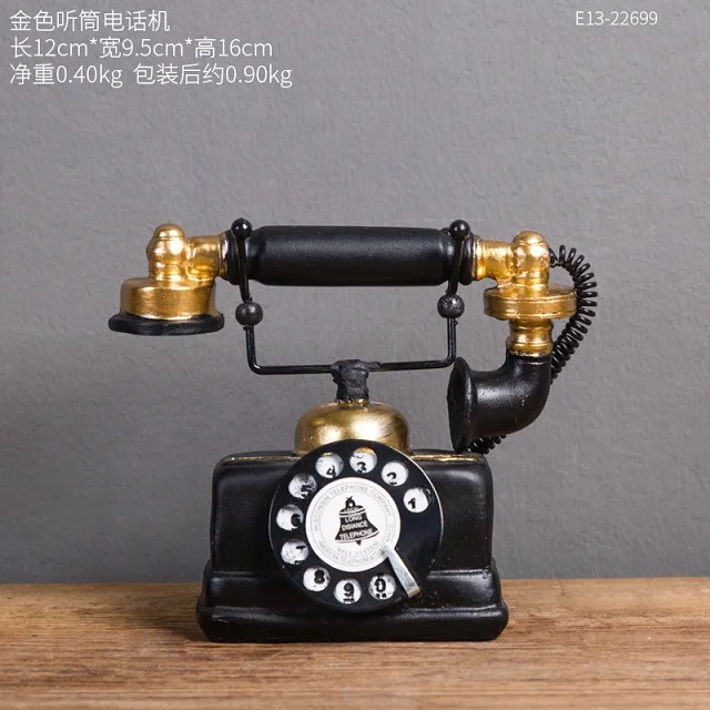 Classic Vintage Resin Home Decorative Phonograph Sewing Machine Radio Camera Fan and Vintage Telephone Bar Cafe Restaurant Craft - Цвет: 16CM telephone