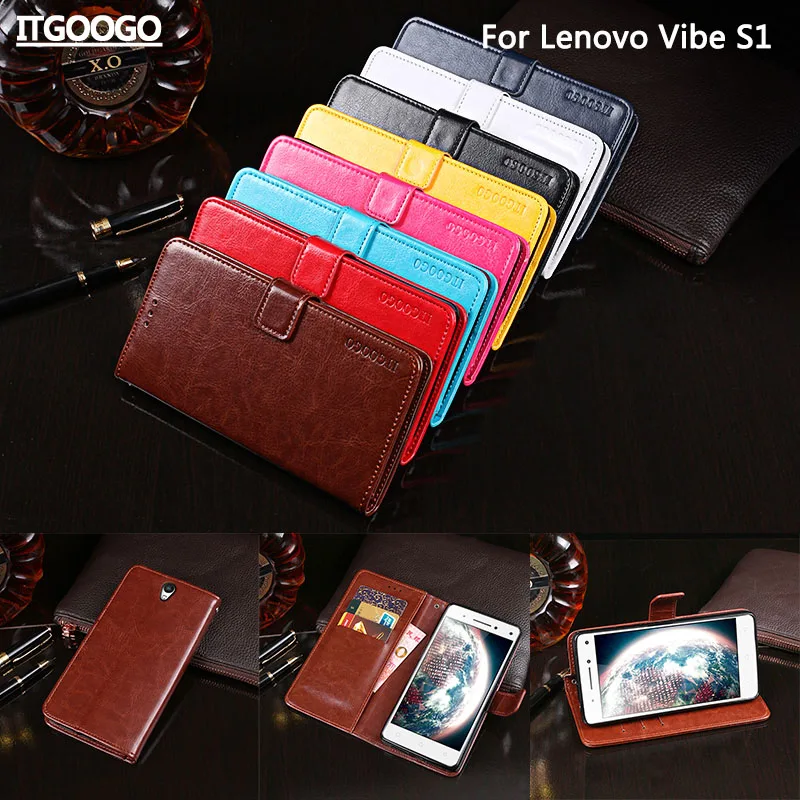 Itgoogo для lenovo Vibe S1 чехол Роскошный кожаный флип защитный телефона задняя крышка