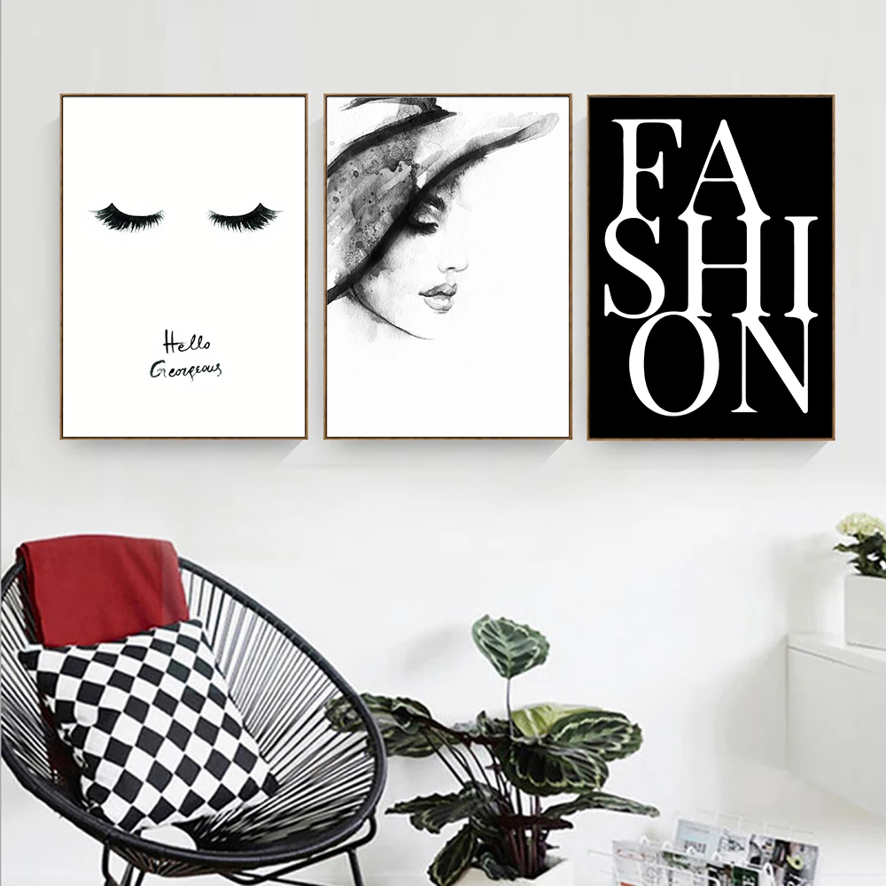 Абстрактные современные холщовые женские брови стены Искусство модные цитаты