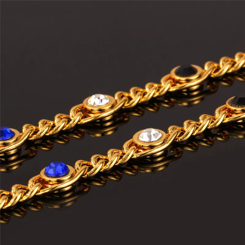 U7 Цыетные Стразы Цепь Ожерелье Браслет Ювелирные Комплекты Для Женщин Оптом