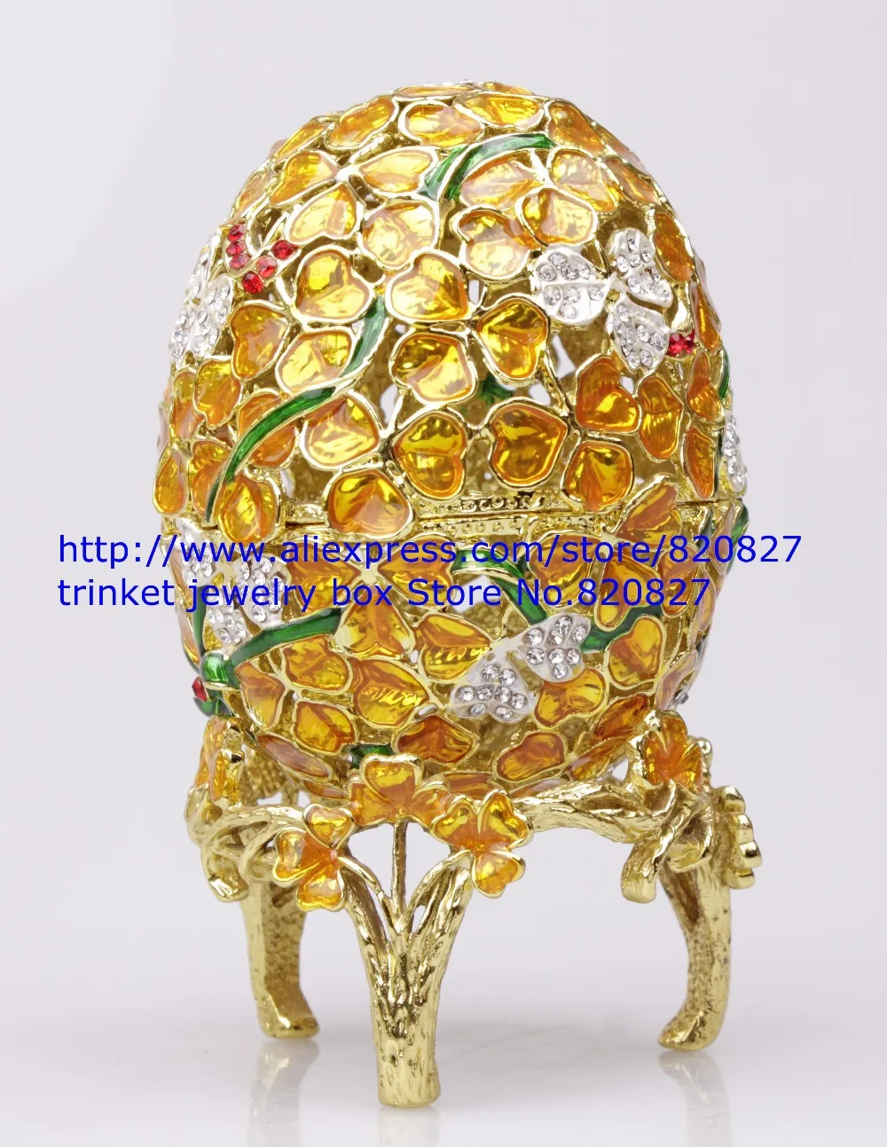 Faberge Egg Box Platinum Colored Czech Crystals, Silver with Stand Figurine Trinket Pill Jewelry Box Floral Flowers Trinket Egg