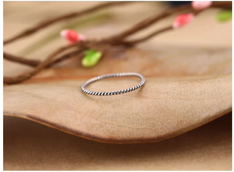 Оптовая продажа Стерлинговое Серебро 925 пробы тонкое вязанное кольцо средней