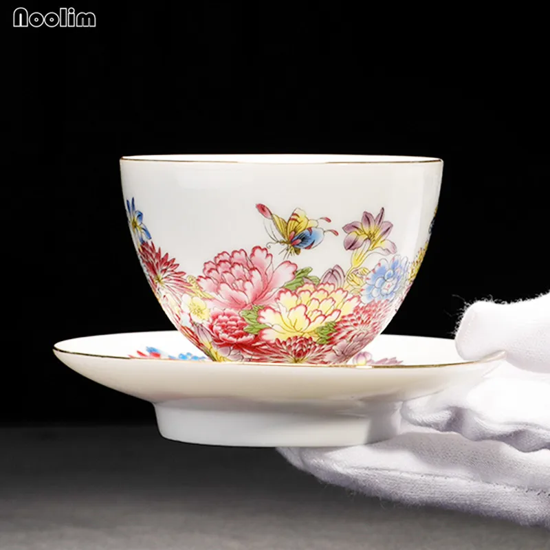 Небольшая чайная чашка ручной работы NOOLIM в китайском стиле Jingdezhen эмалированная