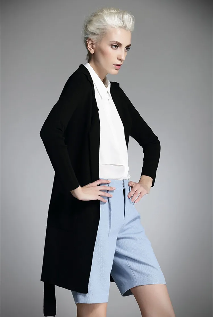 100%merino wool knit women fashion md-long cardigan sweater trench coat S/M/L/XL |